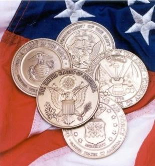 Military Service Medallions in Solid Brass