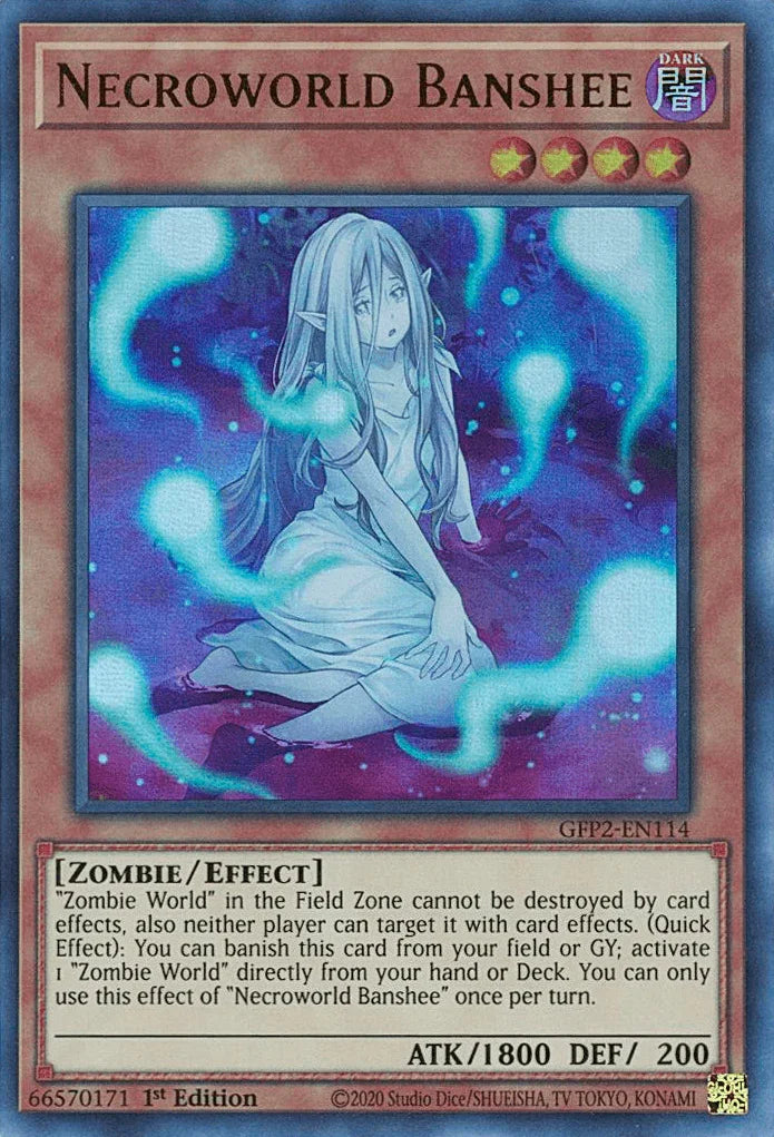 1st Edition, Dark, Effect Monster, Ghosts From the Past: The 2nd Haunting, Ultra Rare, Zombie Necroworld Banshee [GFP2-EN114] Ultra Rare - Trading Card World