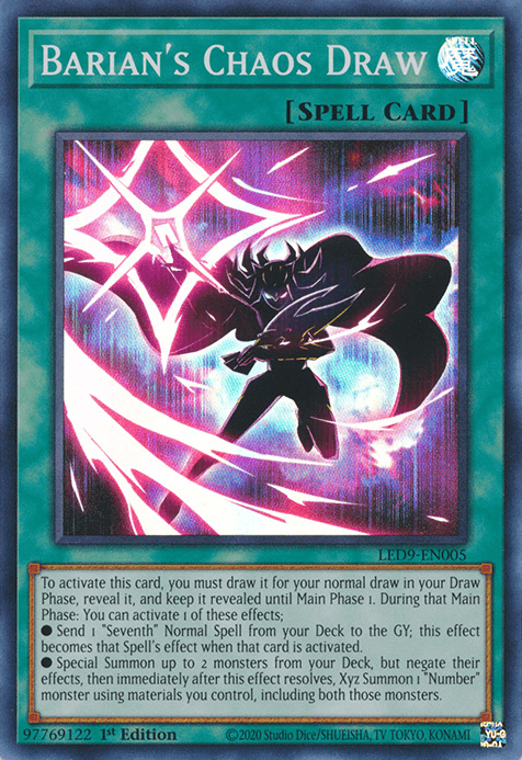 1st Edition, Legendary Duelists: Duels From the Deep, Normal Spell, Spell, Super Rare Barian's Chaos Draw [LED9-EN005] Super Rare - Trading Card World