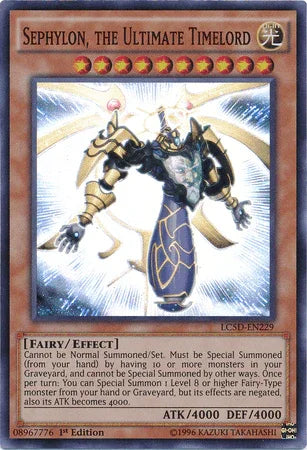 1st Edition, Effect Monster, Fairy, Legendary Collection 5D's, Light, Super Rare Sephylon, the Ultimate Timelord [LC5D-EN229] Super Rare - Trading Card World