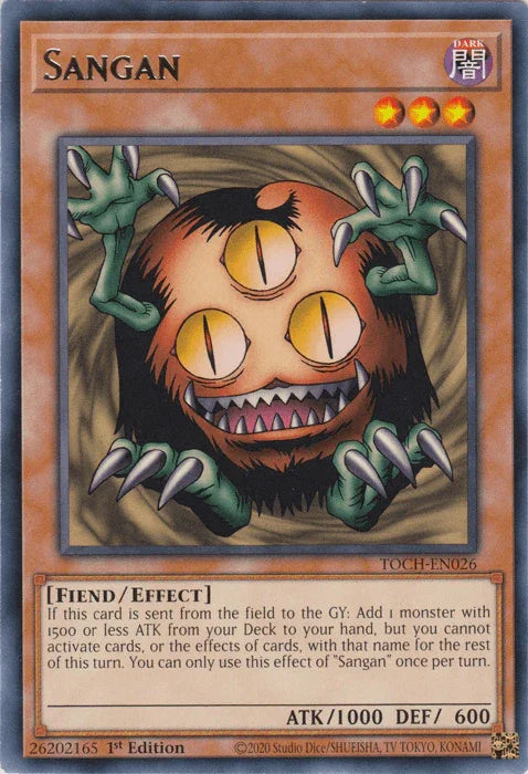 1st Edition, Dark, Effect Monster, Fiend, Rare, Toon Chaos, Unlimited Sangan [TOCH-EN026] Rare - Trading Card World