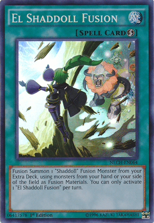 1st Edition, Quick Play Spell, Spell, Super Rare, The New Challengers, Unlimited El Shaddoll Fusion [NECH-EN064] Super Rare - Trading Card World