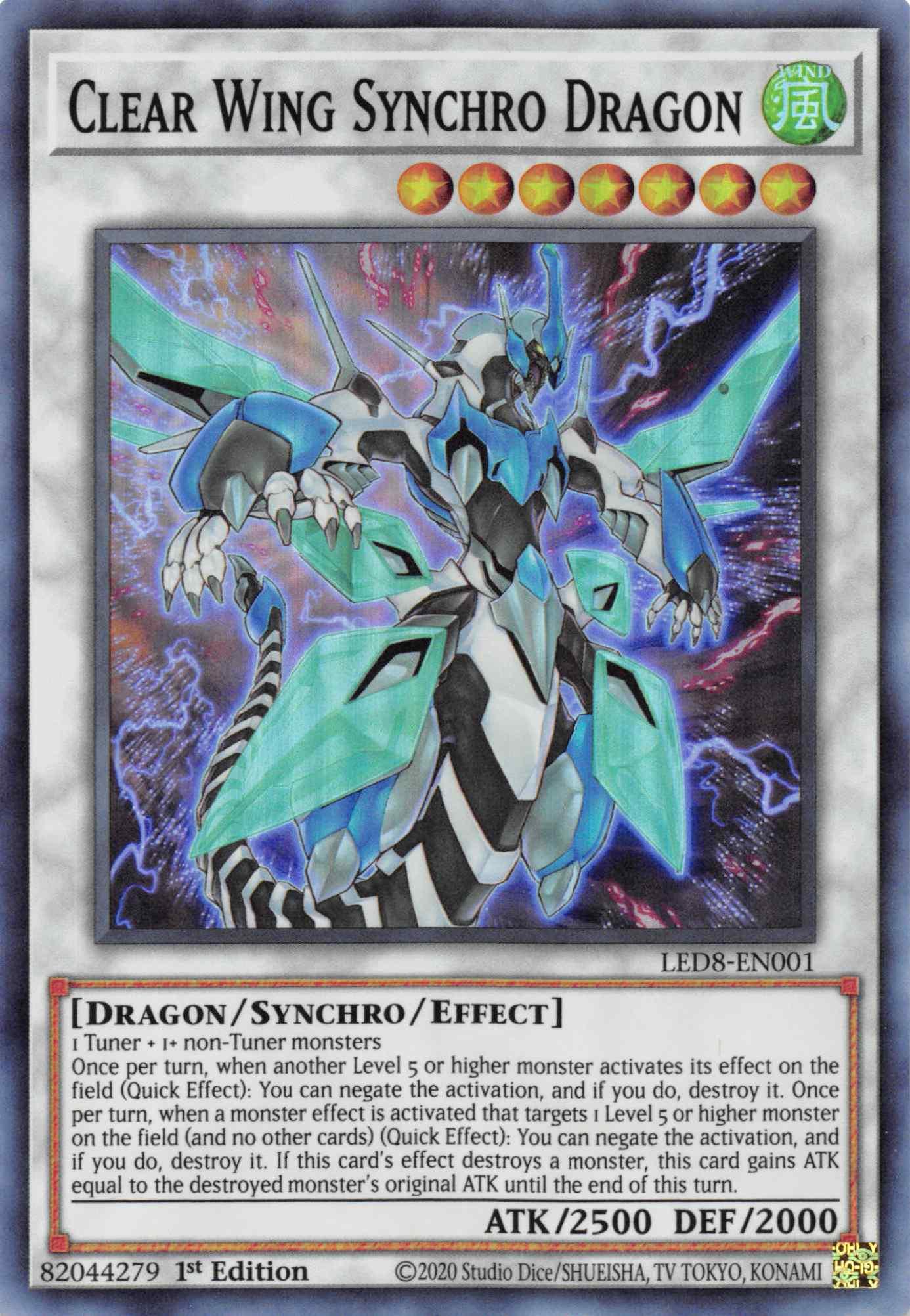 1st Edition, Dragon, Legendary Duelists: Synchro Storm, Super Rare, Synchro/Effect Monster, Wind Clear Wing Synchro Dragon [LED8-EN001] Super Rare - Trading Card World