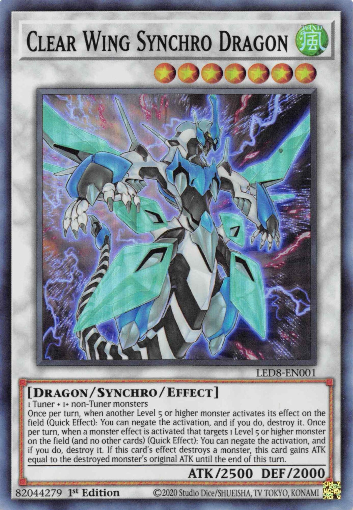 1st Edition, Dragon, Legendary Duelists: Synchro Storm, Super Rare, Synchro/Effect Monster, Wind Clear Wing Synchro Dragon [LED8-EN001] Super Rare - Trading Card World