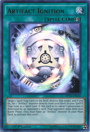 1st Edition, 2015 Mega-Tins Mega Pack, Quick Play Spell, Spell, Ultra Rare Artifact Ignition [MP15-EN034] Ultra Rare - Trading Card World