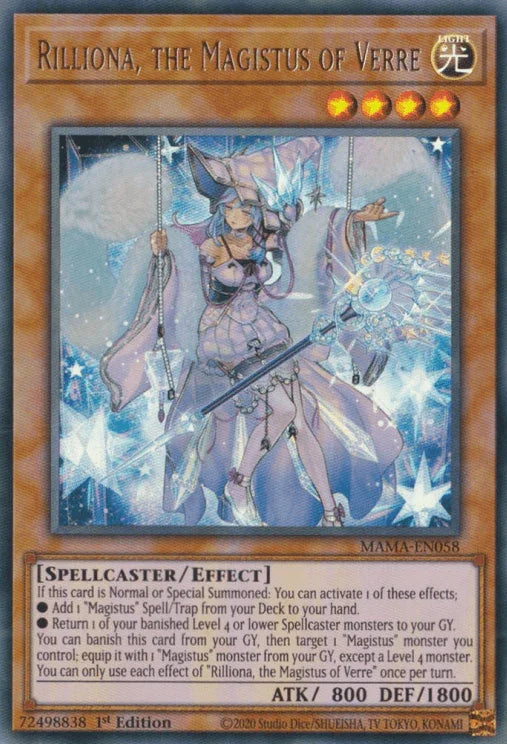 1st Edition, Effect Monster, Light, Magnificent Mavens, Spellcaster, Ultra Rare Rilliona, the Magistus of Verre [MAMA-EN058] Ultra Rare - Trading Card World