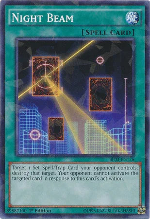 1st Edition, Battle Pack 3: Monster League, Normal Spell, Shatterfoil Rare, Spell Night Beam [BP03-EN176] Shatterfoil Rare - Trading Card World