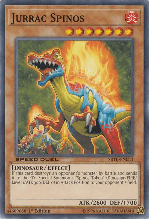 1st Edition, Common, Dinosaur, Effect Monster, Fire, Speed Duel: Trials of the Kingdom Jurrac Spinos [SBTK-EN023] Common - Trading Card World
