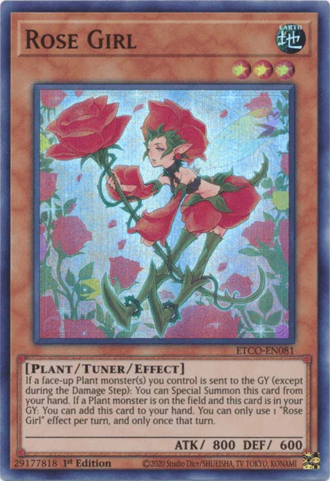 1st Edition, Earth, Eternity Code, Plant, Super Rare, Tuner/Effect Monster Rose Girl [ETCO-EN081] Super Rare - Trading Card World