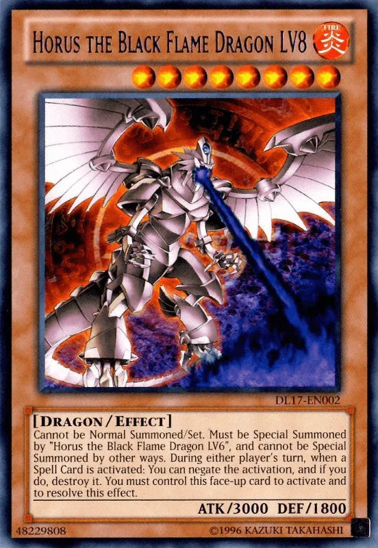Dragon, Duelist League Promo, Effect Monster, Fire, Rare, Unlimited Horus the Black Flame Dragon LV8 (Purple) [DL17-EN002] Rare - Trading Card World