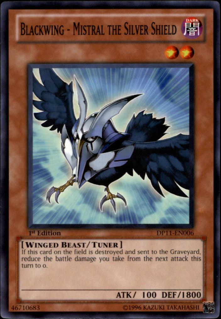 1st Edition, Common, Dark, Duelist Pack 11: Crow, Tuner Monster, Winged Beast Blackwing - Mistral the Silver Shield [DP11-EN006] Common - Trading Card World