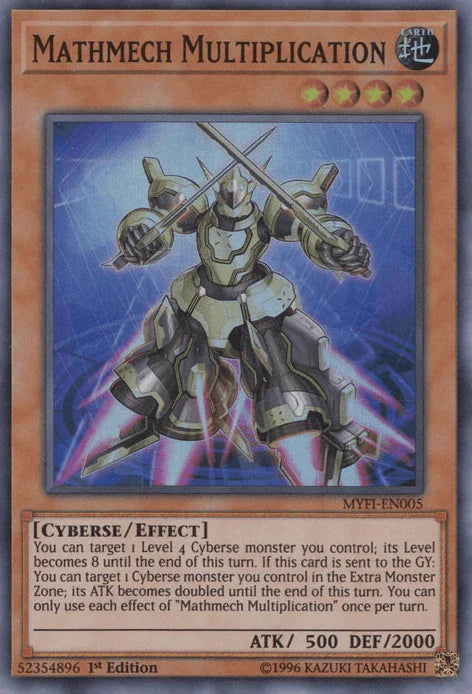 1st Edition, Cyberse, Earth, Effect Monster, Mystic Fighters, Super Rare Mathmech Multiplication [MYFI-EN005] Super Rare - Trading Card World