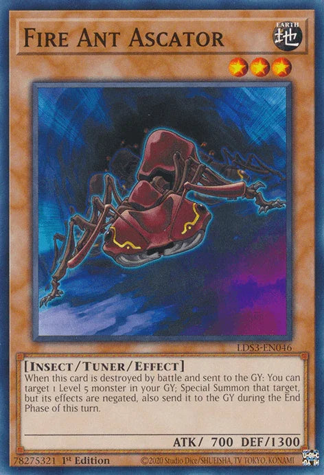 1st Edition, Common, Earth, Insect, Legendary Duelists: Season 3, Tuner/Effect Monster Fire Ant Ascator [LDS3-EN046] Common - Trading Card World