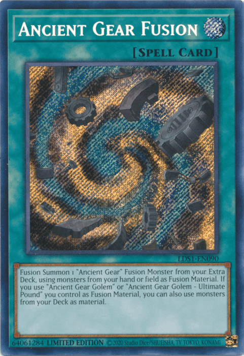 Legendary Duelists: Season 1, Limited, Normal Spell, Secret Rare, Spell Ancient Gear Fusion [LDS1-EN090] Secret Rare - Trading Card World