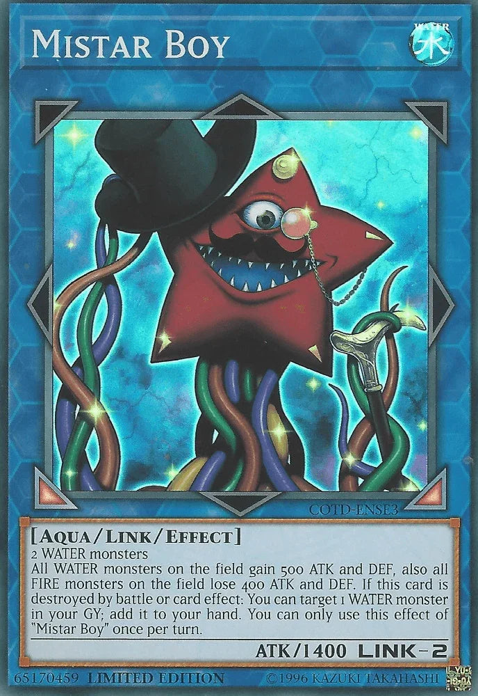 Aqua, Code of the Duelist, Limited, Link/Effect Monster, Super Rare, Water Mistar Boy [COTD-ENSE3] Super Rare - Trading Card World