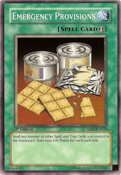 1st Edition, 5D's Starter Deck 2009, Common, Quick Play Spell, Spell, Unlimited Emergency Provisions [5DS2-EN026] Common - Trading Card World