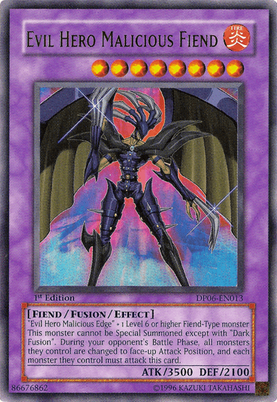 1st Edition, Duelist Pack 6: Jaden Yuki 3, Fiend, Fire, Fusion/Effect Monster, Ultra Rare, Unlimited Evil Hero Malicious Fiend [DP06-EN013] Ultra Rare - Trading Card World