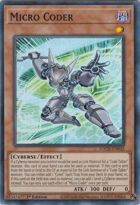 1st Edition, Cyberse, Dark, Effect Monster, Super Rare, Toon Chaos, Unlimited Micro Coder [TOCH-EN042] Super Rare - Trading Card World