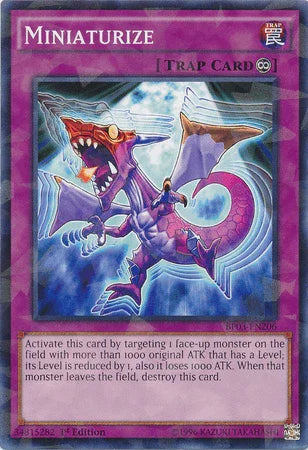 1st Edition, Battle Pack 3: Monster League, Continuous Trap, Shatterfoil Rare, Trap Miniaturize [BP03-EN206] Shatterfoil Rare - Trading Card World
