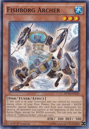 1st Edition, 2014 Mega-Tins Mega Pack, Common, Fish, Tuner/Effect Monster, Water Fishborg Archer [MP14-EN122] Common - Trading Card World