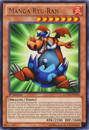 1st Edition, Dragon, Fire, Legendary Collection 3: Yugi's World, Rare, Toon Monster, Unlimited Manga Ryu-Ran [LCYW-EN104] Rare - Trading Card World