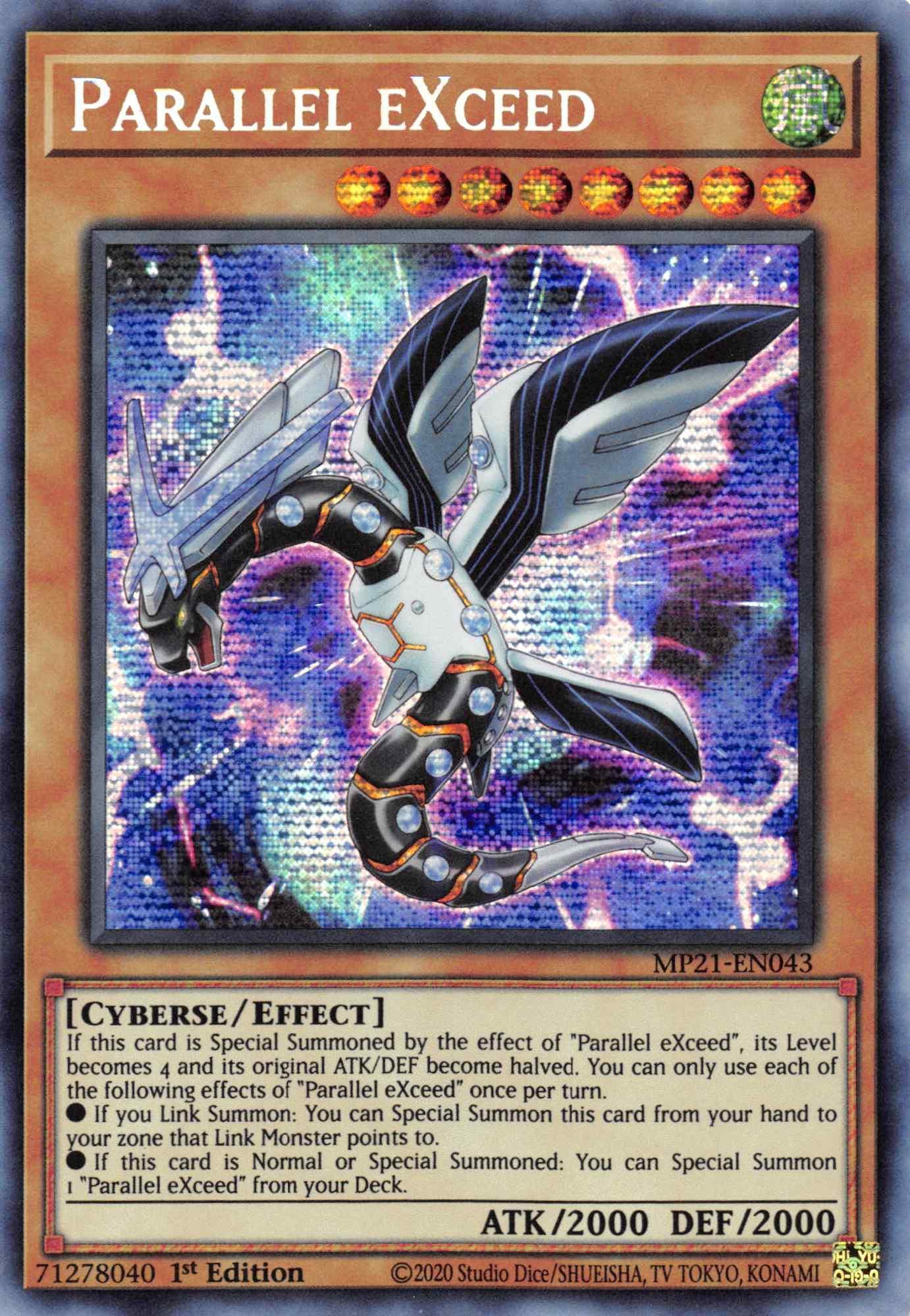 1st Edition, 2021 Tin of Ancient Battles, Cyberse, Effect Monster, Prismatic Secret Rare, Wind Parallel EXceed [MP21-EN043] Prismatic Secret Rare - Trading Card World