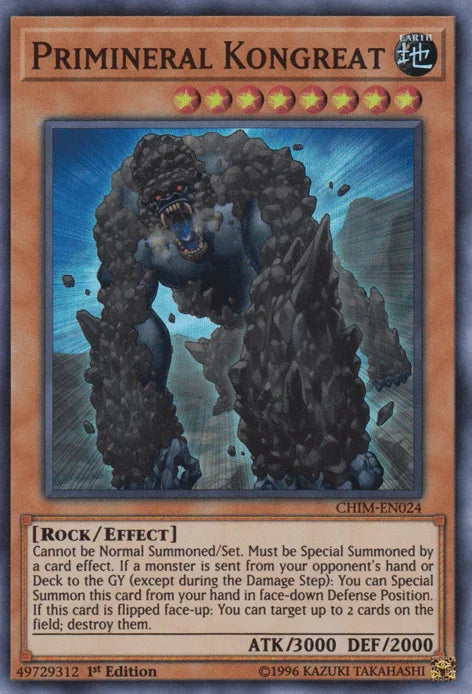 1st Edition, Chaos Impact, Earth, Effect Monster, Rock, Super Rare, Unlimited Primineral Kongreat [CHIM-EN024] Super Rare - Trading Card World