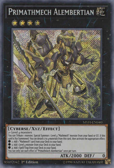 1st Edition, Cyberse, Earth, Mystic Fighters, Secret Rare, Xyz/Effect Monster Primathmech Alembertian [MYFI-EN040] Secret Rare - Trading Card World