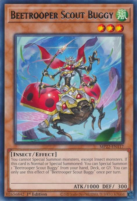 1st Edition, 2022 Tin of the Pharaoh's Gods, Effect Monster, Insect, Rare, Wind Beetrooper Scout Buggy [MP22-EN117] Rare - Trading Card World