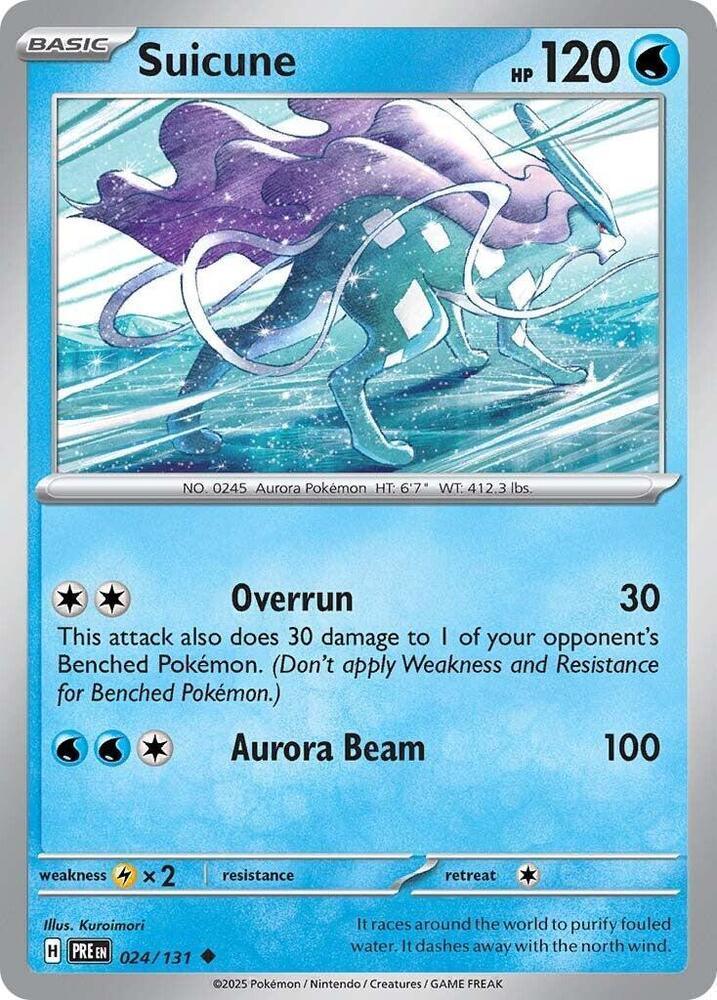 024, Lightning [x2], Normal, Reverse Holofoil, Scarlet & Violet: Prismatic Evolutions, Uncommon, Water Suicune (024/131) [Scarlet & Violet: Prismatic Evolutions] - Trading Card World