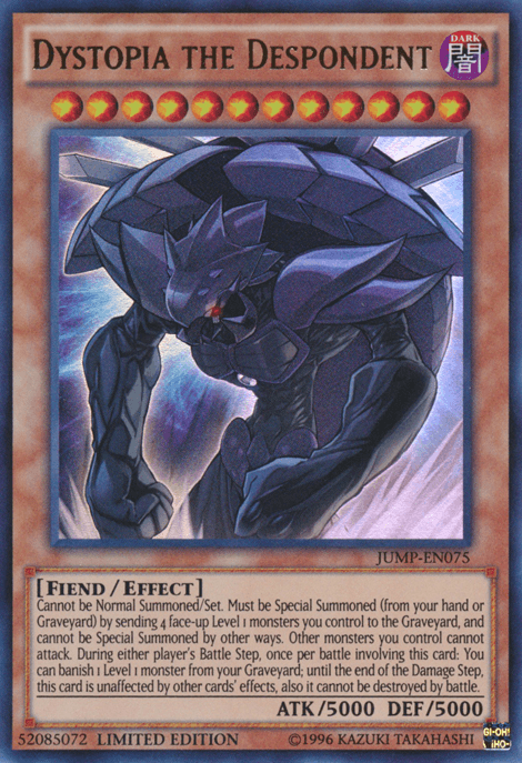 Dark, Effect Monster, Fiend, Limited, Shonen Jump Magazine Promos, Ultra Rare Dystopia the Despondent [JUMP-EN075] Ultra Rare - Trading Card World