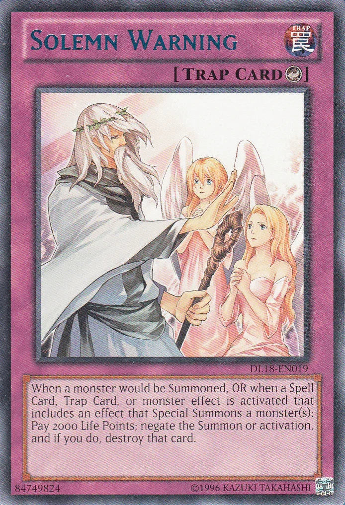 Counter Trap, Duelist League Promo, Rare, Trap, Unlimited Solemn Warning (Blue) [DL18-EN019] Rare - Trading Card World