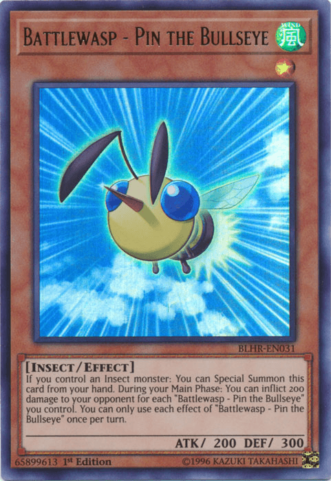 1st Edition, Battles of Legend: Hero's Revenge, Effect Monster, Insect, Ultra Rare, Wind Battlewasp - Pin the Bullseye [BLHR-EN031] Ultra Rare - Trading Card World