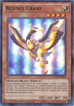 2014 Mega-Tins, Effect Monster, Light, Limited, Super Rare, Winged Beast Bujingi Crane [CT11-EN005] Super Rare - Trading Card World