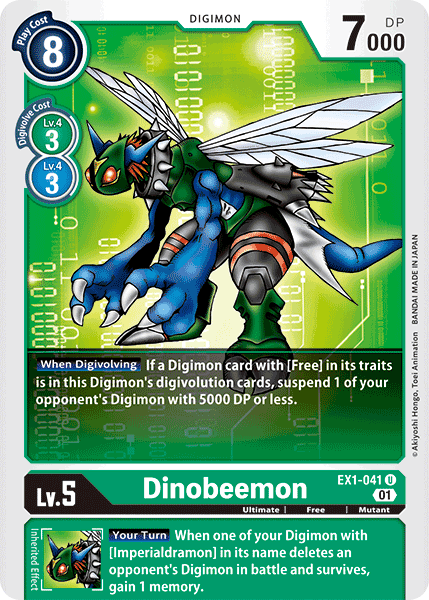 Classic Collection, Digimon, EX1-041, Free, Green, Mutant, Ultimate, Uncommon Dinobeemon [EX1-041] [Classic Collection] - Trading Card World