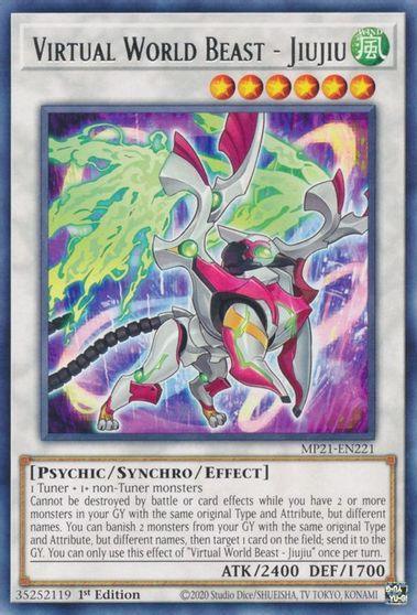 1st Edition, 2021 Tin of Ancient Battles, Psychic, Rare, Synchro/Effect Monster, Wind Virtual World Beast - Jiujiu [MP21-EN221] Rare - Trading Card World