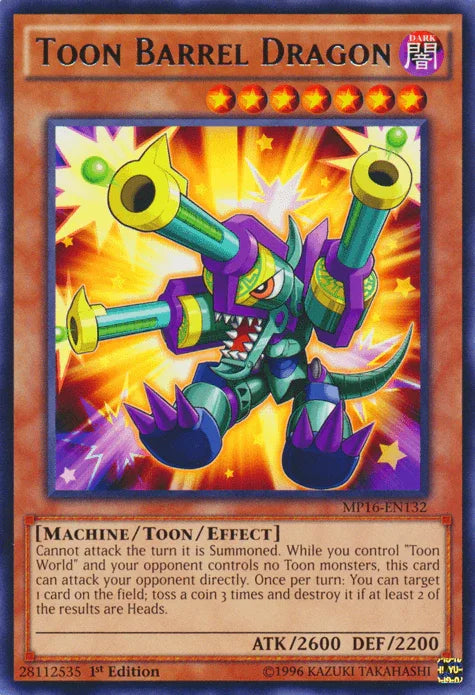 1st Edition, 2016 Mega-Tins Mega Pack, Dark, Machine, Rare, Toon/Effect Monster, Unlimited Toon Barrel Dragon [MP16-EN132] Rare - Trading Card World