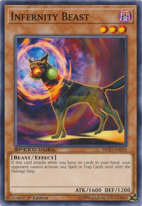 1st Edition, Beast, Common, Dark, Effect Monster, Speed Duel: Attack from the Deep Infernity Beast [SBAD-EN039] Common - Trading Card World
