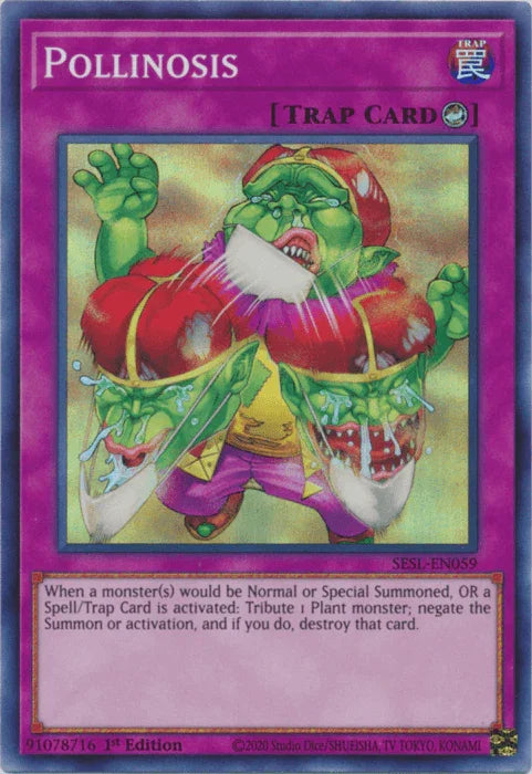1st Edition, Counter Trap, Secret Slayers, Super Rare, Trap Pollinosis [SESL-EN059] Super Rare - Trading Card World