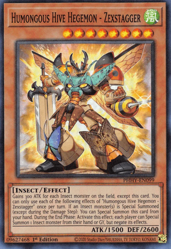 1st Edition, Effect Monster, Insect, Photon Hypernova, Super Rare, Wind Humongous Hive Hegemon - Zexstagger [PHHY-EN099] Super Rare - Trading Card World