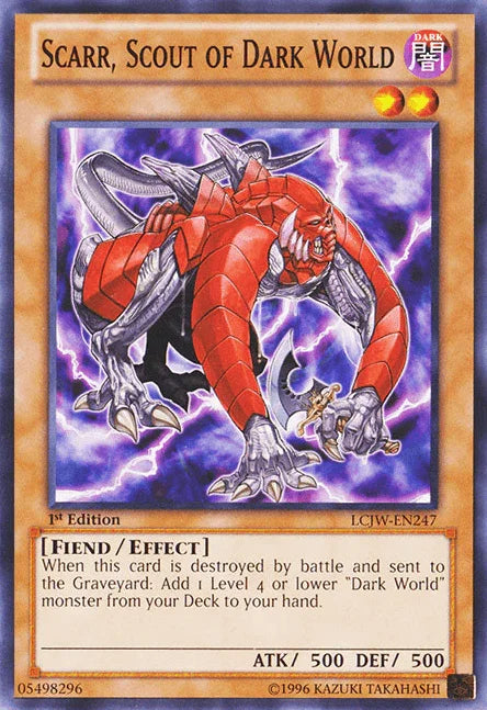 1st Edition, Common, Dark, Effect Monster, Fiend, Legendary Collection 4: Joey's World Scarr, Scout of Dark World [LCJW-EN247] Common - Trading Card World