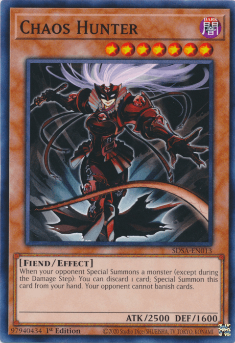 1st Edition, Common, Dark, Effect Monster, Fiend, Structure Deck: Sacred Beasts Chaos Hunter [SDSA-EN013] Common - Trading Card World