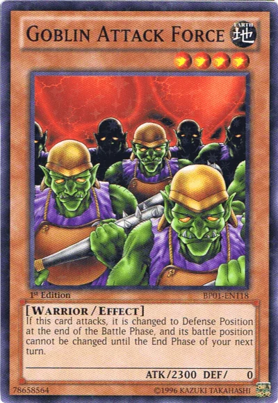 1st Edition, Battle Pack: Epic Dawn, Earth, Effect Monster, Starfoil Rare, Unlimited, Warrior Goblin Attack Force [BP01-EN118] Starfoil Rare - Trading Card World