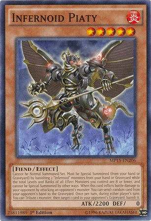 1st Edition, 2015 Mega-Tins Mega Pack, Common, Effect Monster, Fiend, Fire Infernoid Piaty [MP15-EN206] Common - Trading Card World
