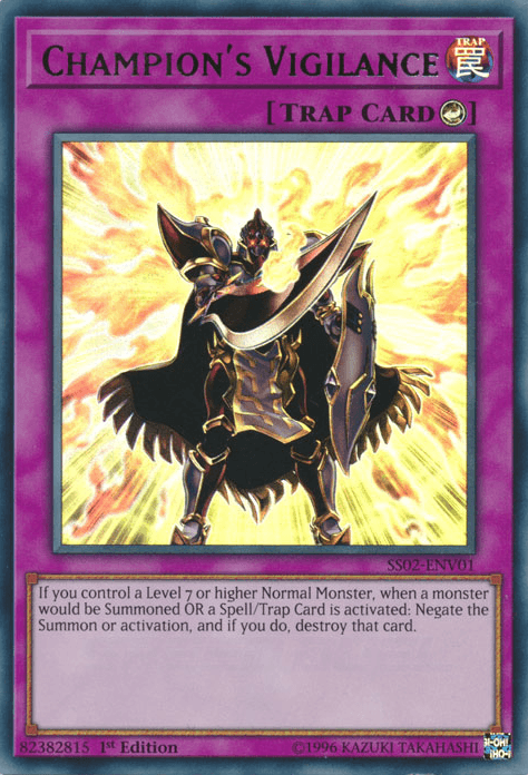 1st Edition, Counter Trap, Speed Duel: Duelists of Tomorrow, Trap, Ultra Rare Champion's Vigilance [SS02-ENV01] Ultra Rare - Trading Card World