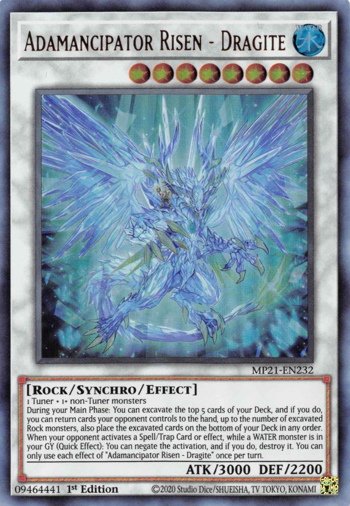 1st Edition, 2021 Tin of Ancient Battles, Effect Synchro Monster, Rock, Ultra Rare, Water Adamancipator Risen - Dragite [MP21-EN232] Ultra Rare - Trading Card World