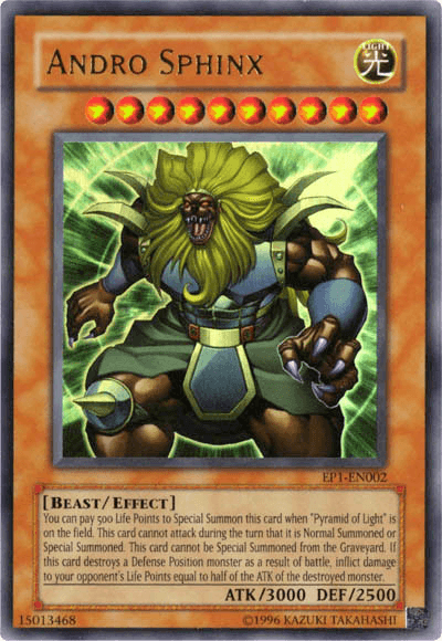 Beast, Effect Monster, Light, Movie Exclusive Pack, Ultra Rare, Unlimited Andro Sphinx [EP1-EN002] Ultra Rare - Trading Card World