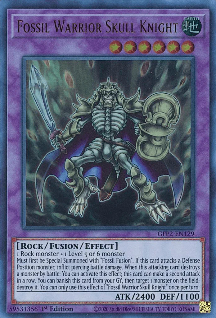 1st Edition, Earth, Fusion/Effect Monster, Ghosts From the Past: The 2nd Haunting, Rock, Ultra Rare Fossil Warrior Skull Knight [GFP2-EN129] Ultra Rare - Trading Card World