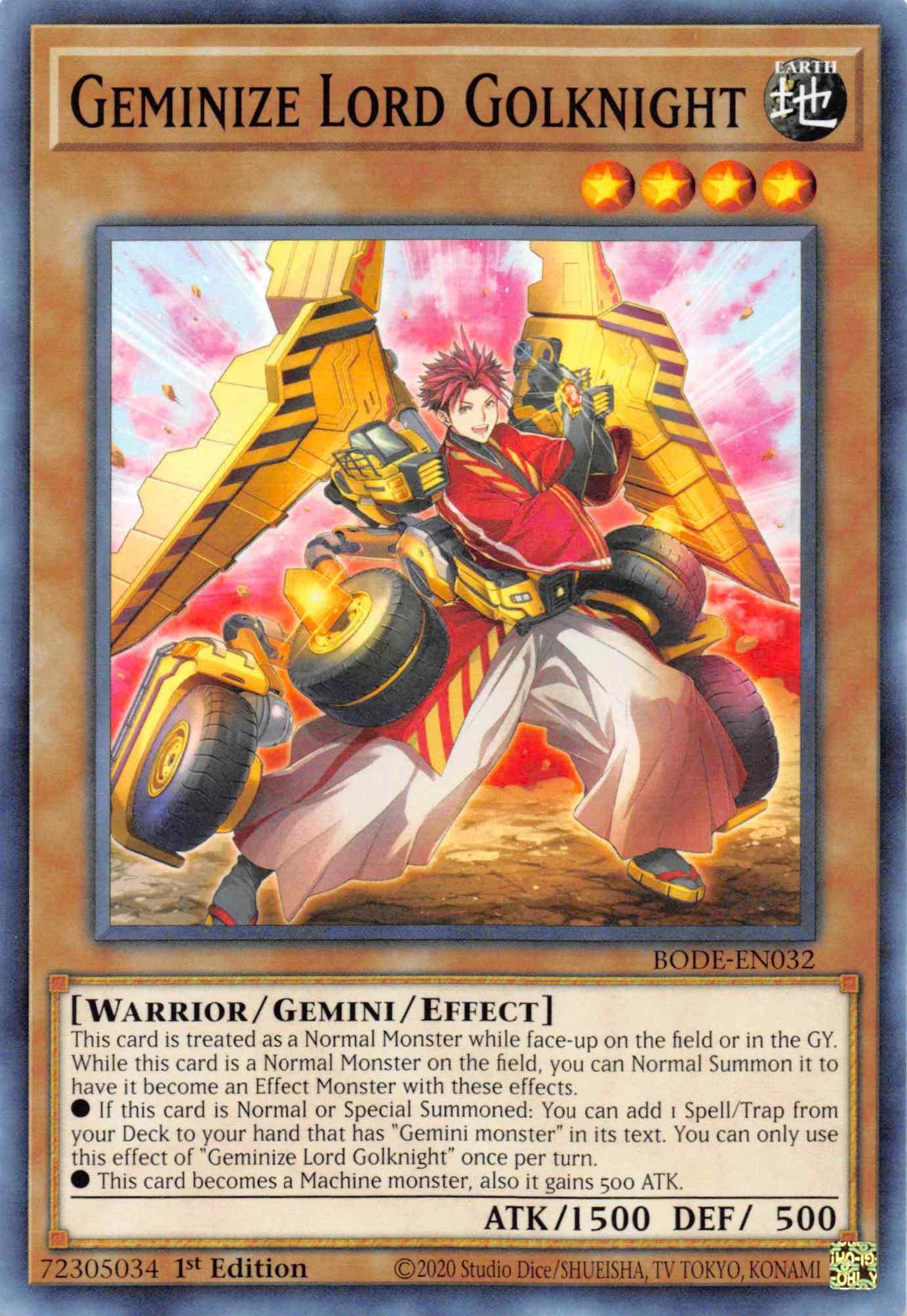 1st Edition, Burst of Destiny, Common, Earth, Gemini monster, Warrior Geminize Lord Golknight [BODE-EN032] Common - Trading Card World