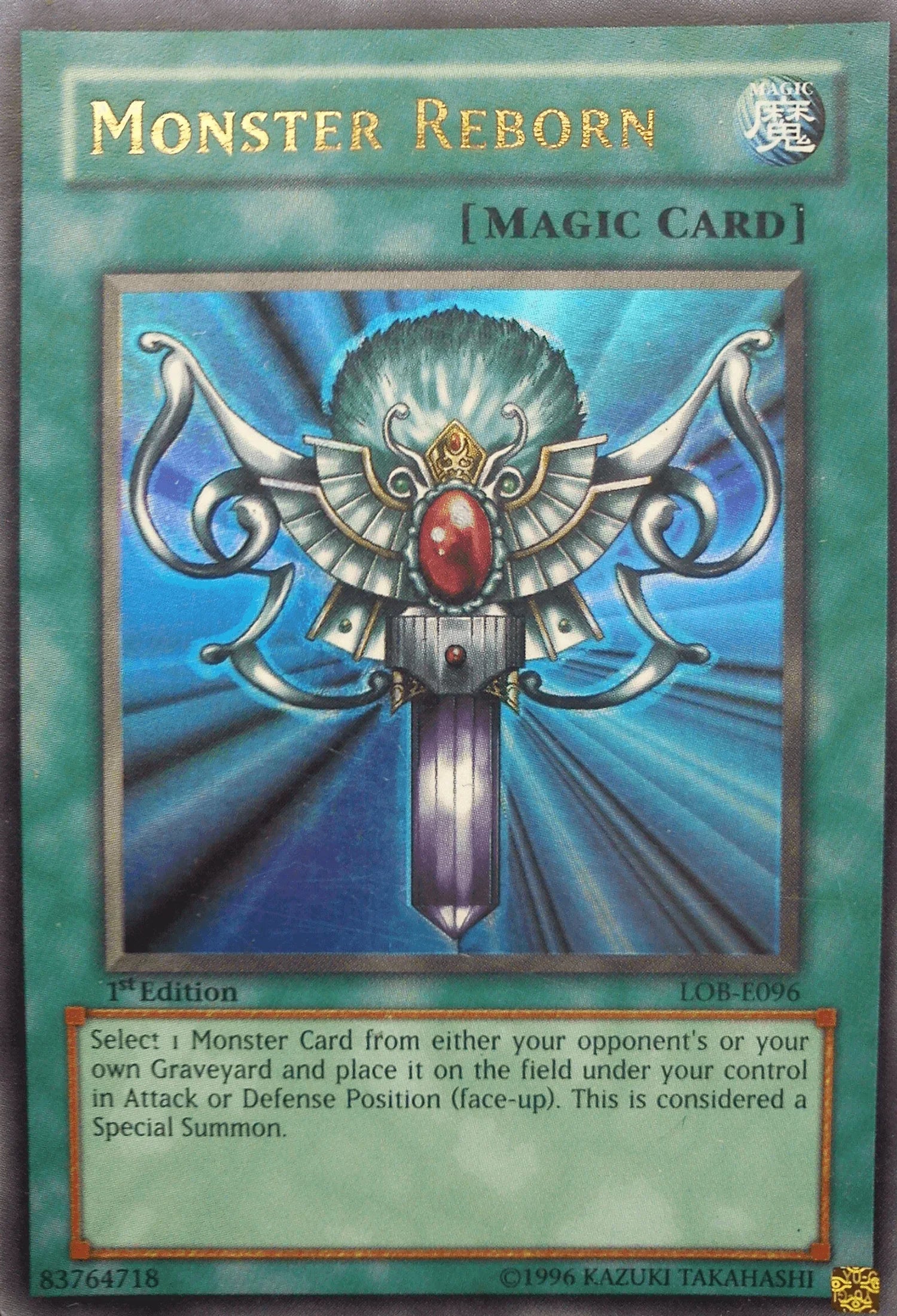 1st Edition, Normal Spell, Spell, The Legend of Blue Eyes White Dragon, Ultra Rare, Unlimited Monster Reborn [LOB-E096] Ultra Rare - Trading Card World